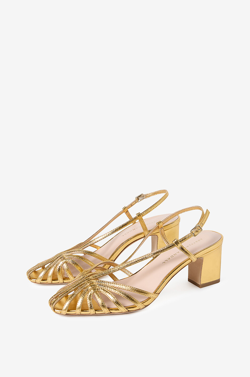 LOEFFLER RANDALL Metallic-Leder-Sandalen mit Absatz Priscilla 60 Damen GOLDEN 3