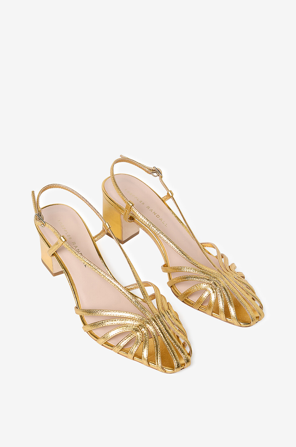 LOEFFLER RANDALL Metallic-Leder-Sandalen mit Absatz Priscilla 60 Damen GOLDEN 5