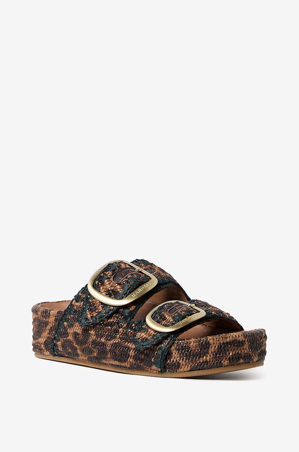 Fussbett-Sandalen aus Bast mit Leo-Print Theo 35