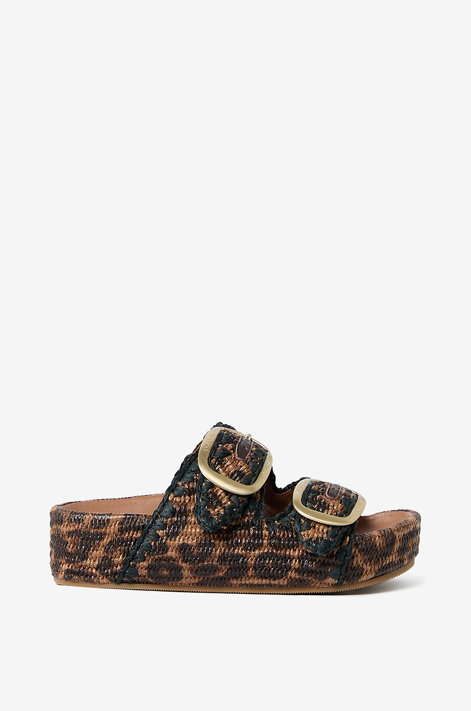 Fussbett-Sandalen aus Bast mit Leo-Print Theo 35