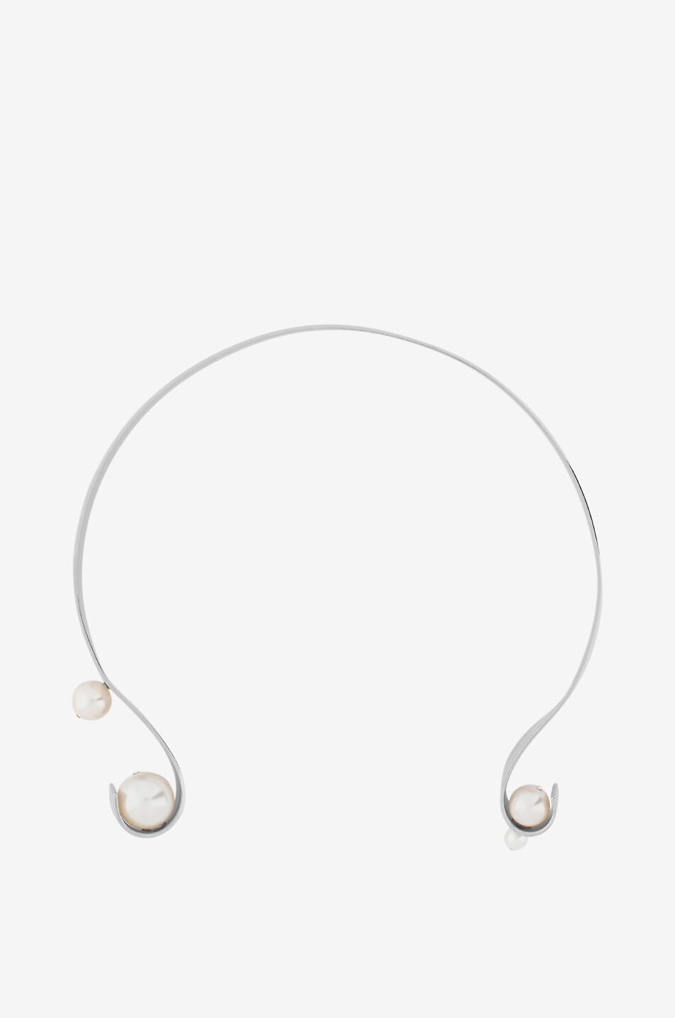 Collier ouvert argenté orné de perles Leen