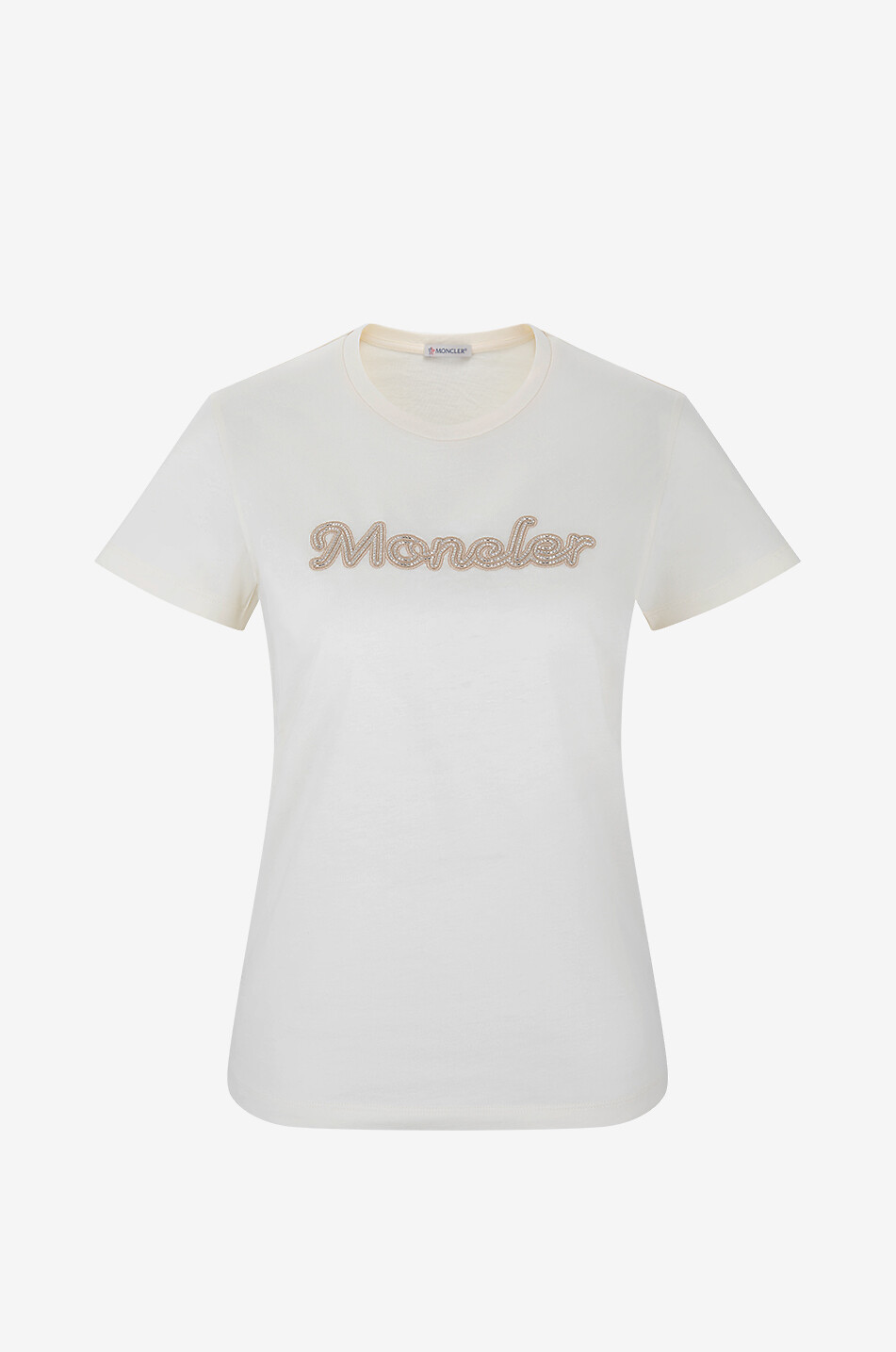 Beaded logo fitted organic cotton T-shirt