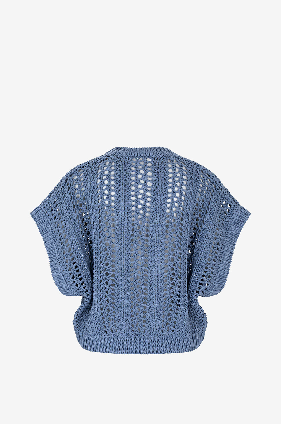 Pull résille boxy sans manches en coton