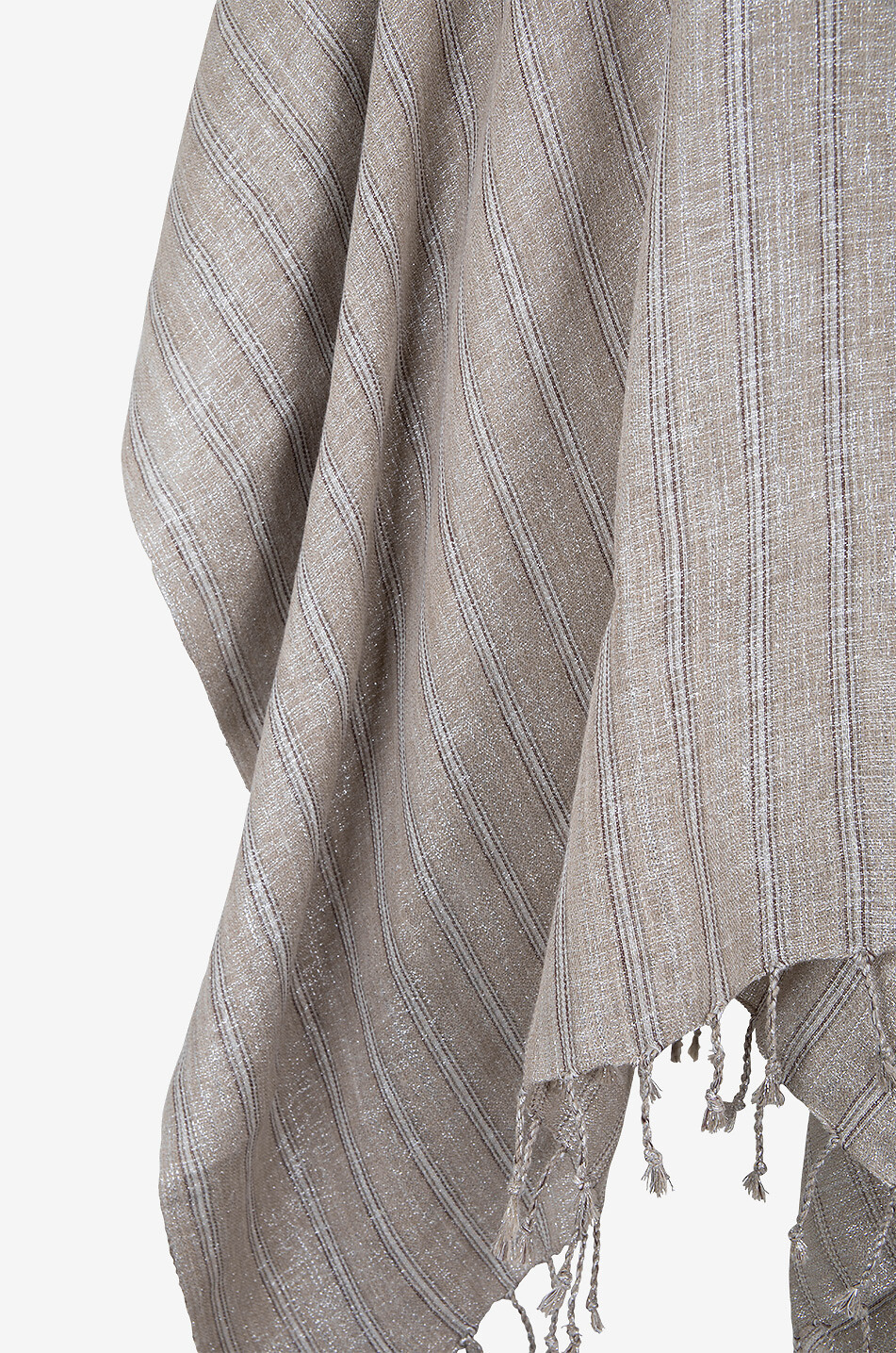 BRUNELLO CUCINELLI Sparkling striped linen poncho Women BEIGE 3