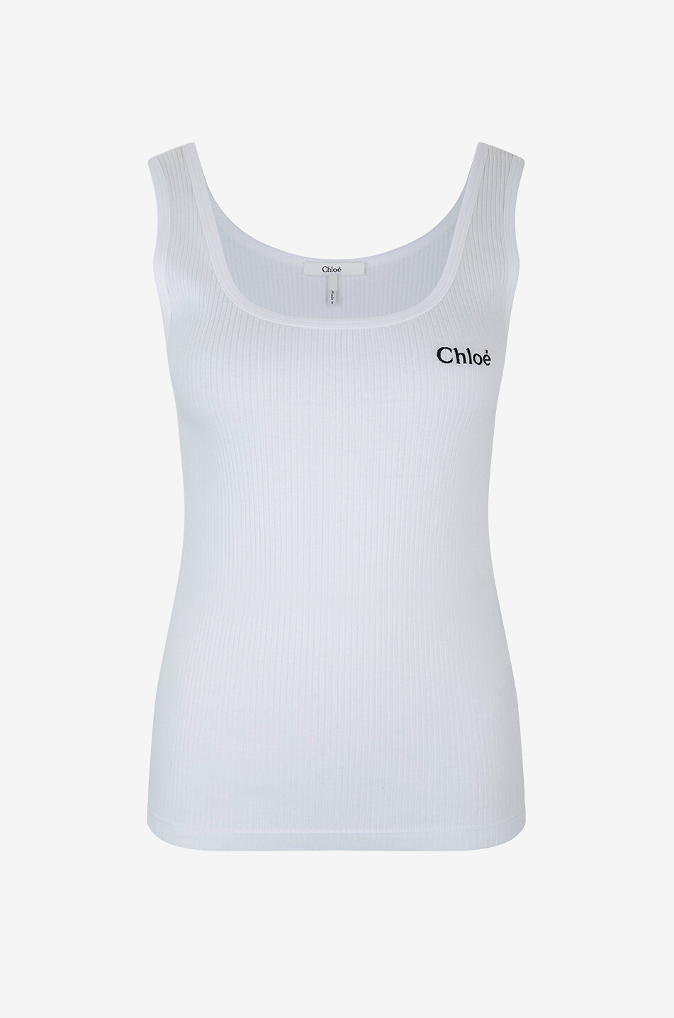 CHLOE Ripp-Jersey-Tanktop mit Logostickerei Damen WEISS 1