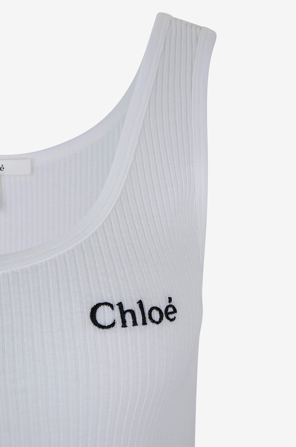 CHLOE Ripp-Jersey-Tanktop mit Logostickerei Damen WEISS 3