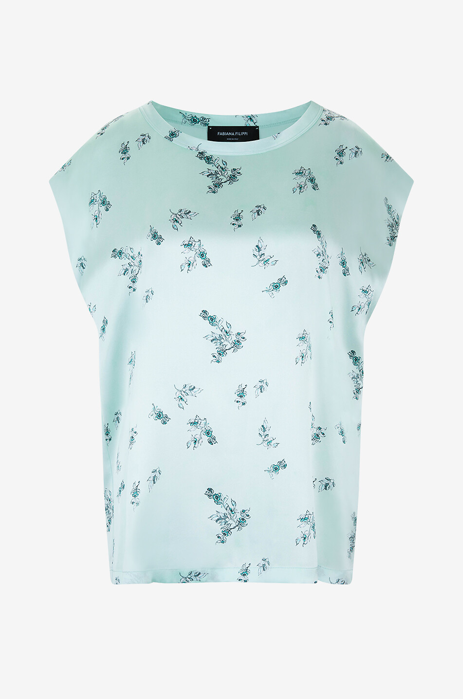 FABIANA FILIPPI Top en satin de soie imprimé fleurs Femme VERT CLAIR 1