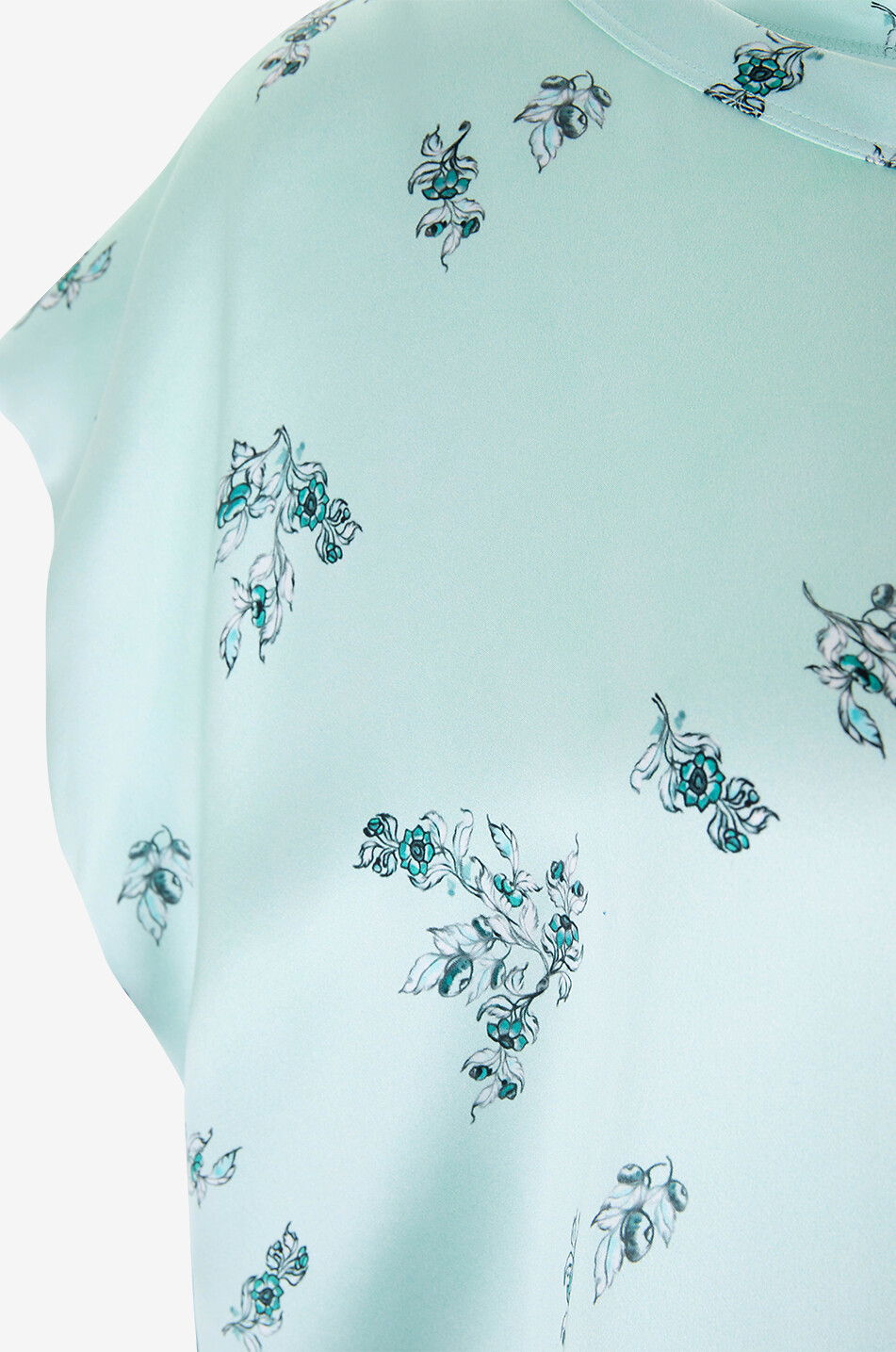 FABIANA FILIPPI Top en satin de soie imprimé fleurs Femme VERT CLAIR 3