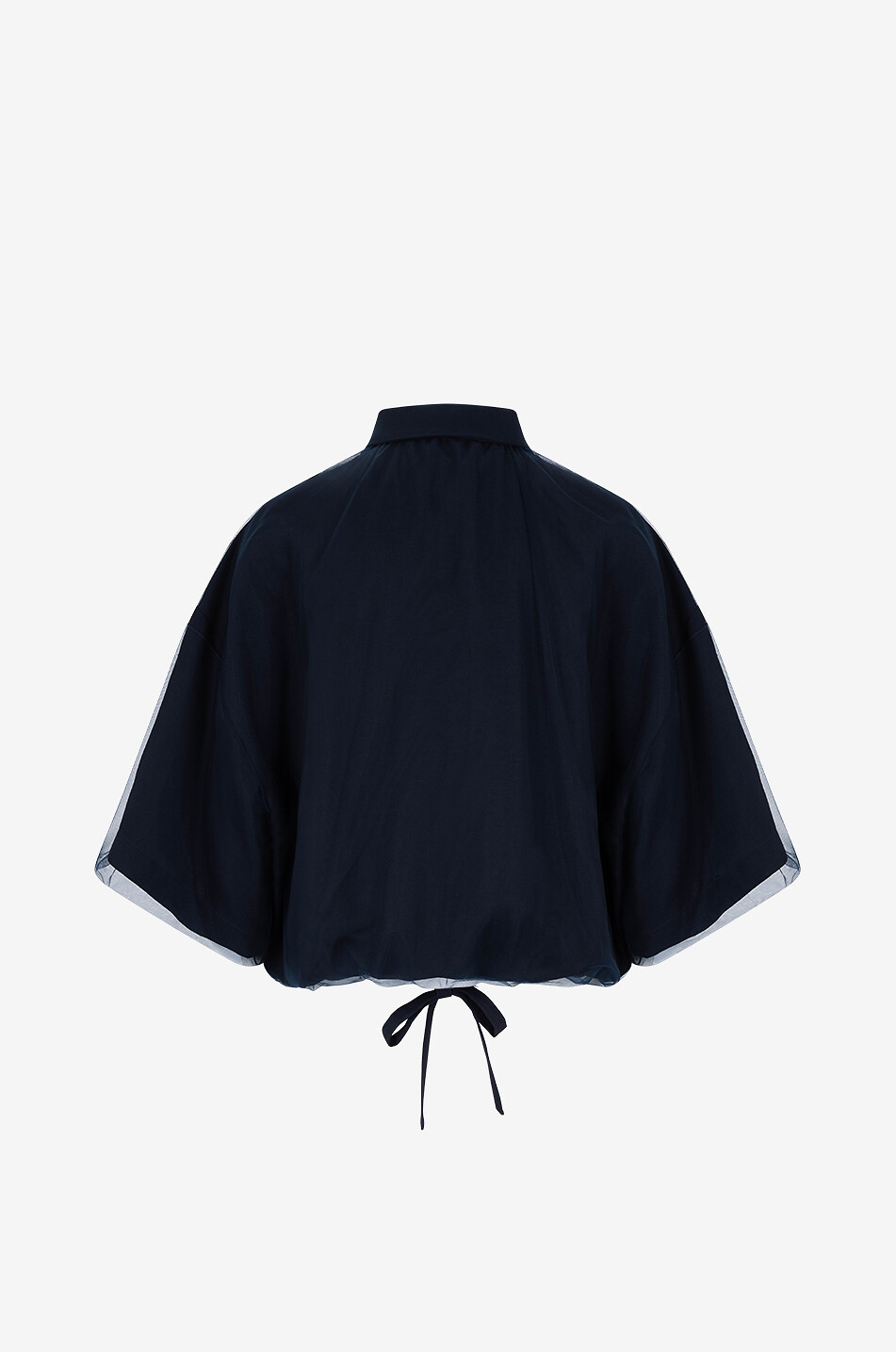 Boxy-Hemdjacke aus Twill und Tüll