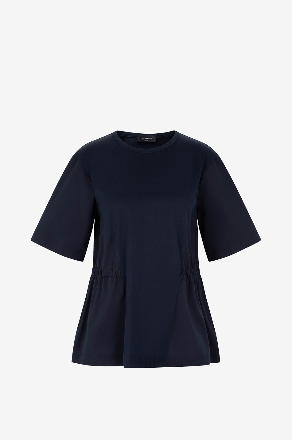 FABIANA FILIPPI Bi-material peplum T-shirt Women DARK BLUE 1
