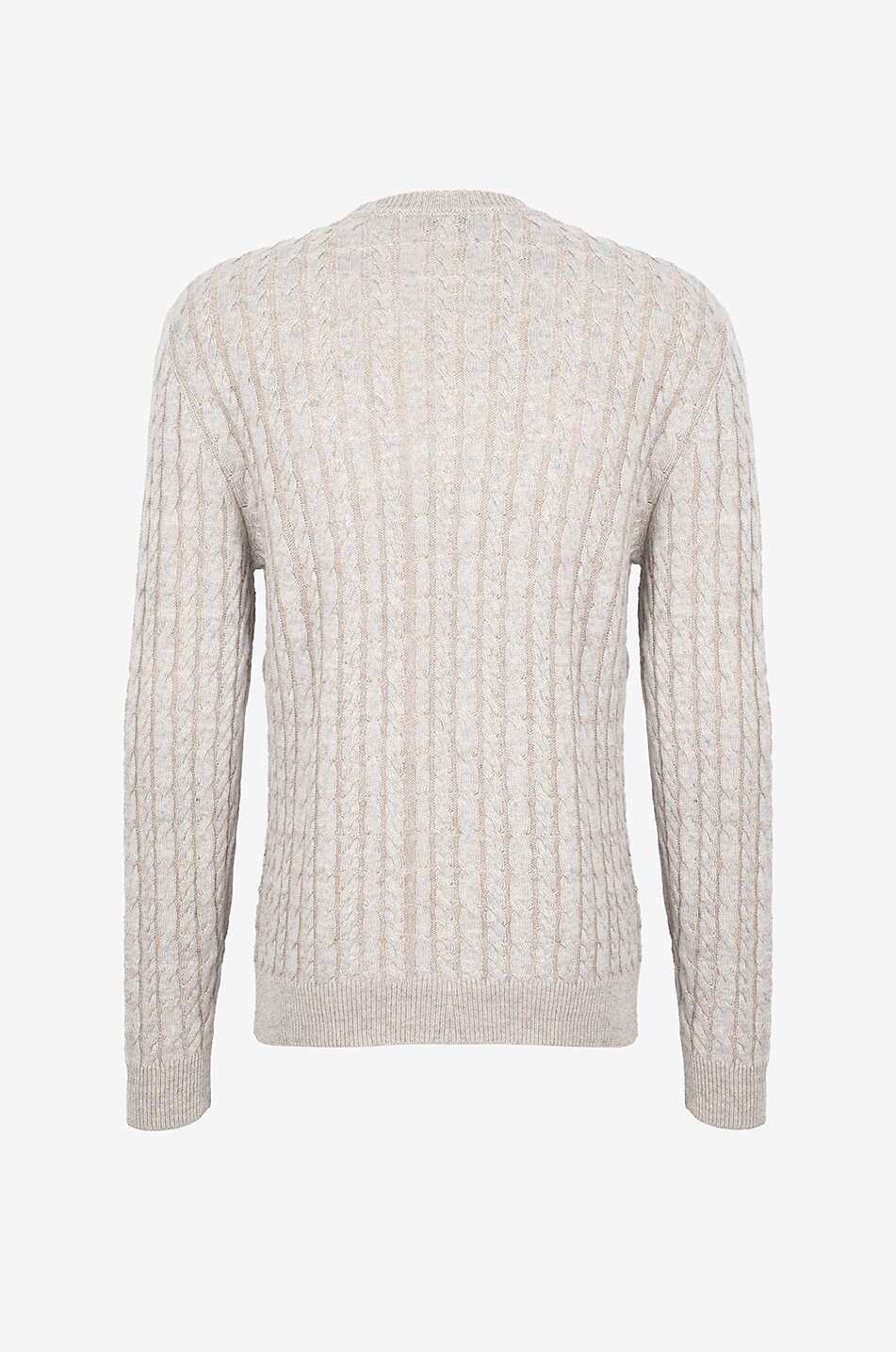 SEASE Zopfstrick-Rundhalspullover aus Leinen und Kaschmir Cable Herren BEIGE 2