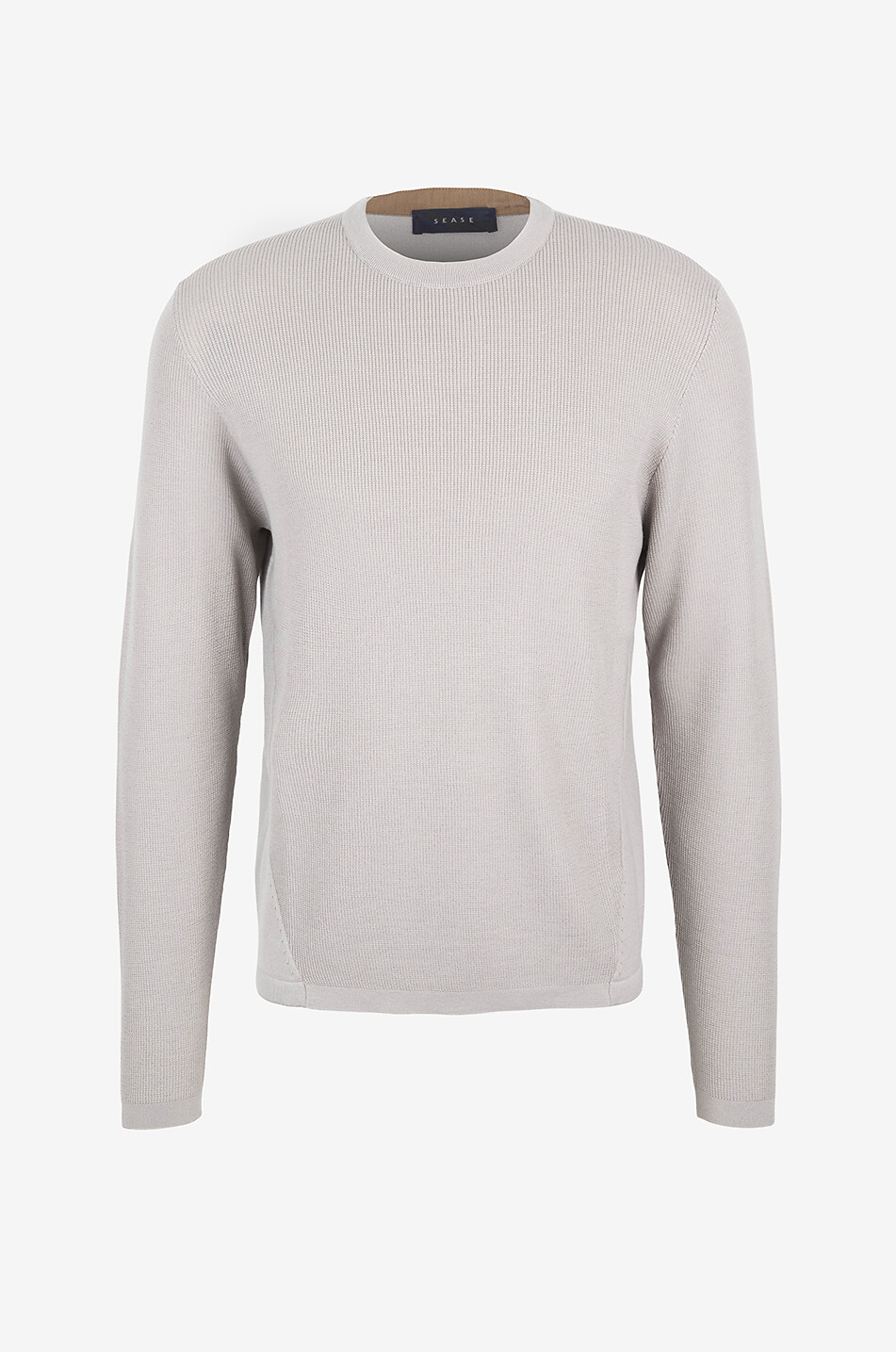 SEASE Pull à col rond en laine vierge Waffle Homme BEIGE 1