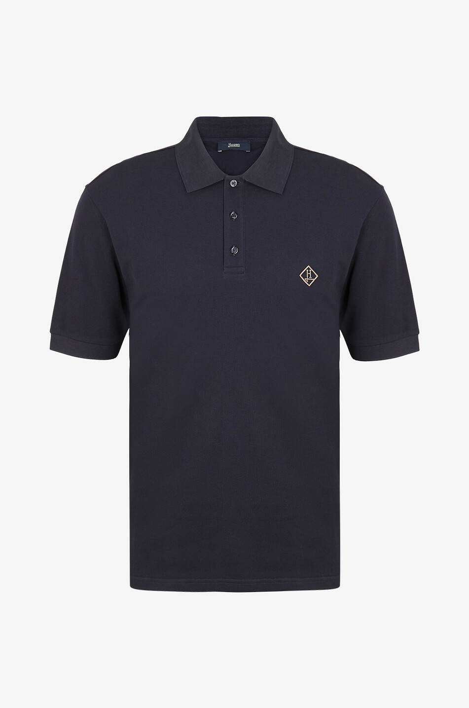 HERNO Polo à manches courtes en coton brodé monogramme Homme BLEU FONCE 1