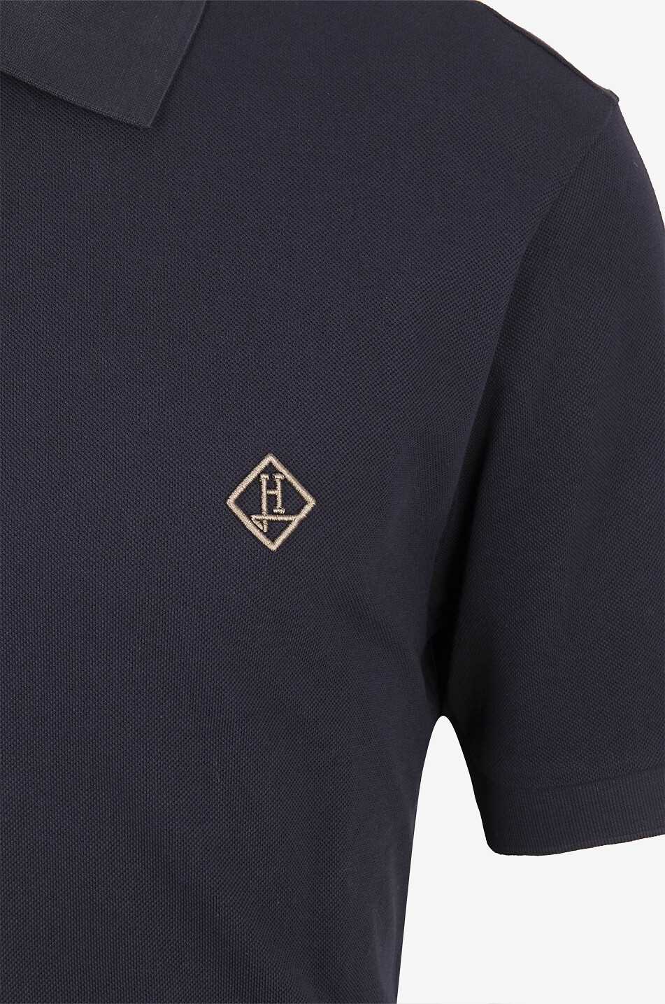 HERNO Polo à manches courtes en coton brodé monogramme Homme BLEU FONCE 3