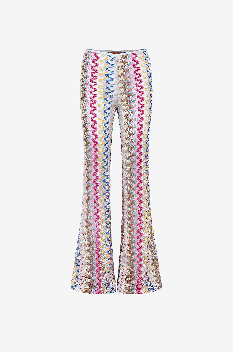 Flared zigzag knit trousers