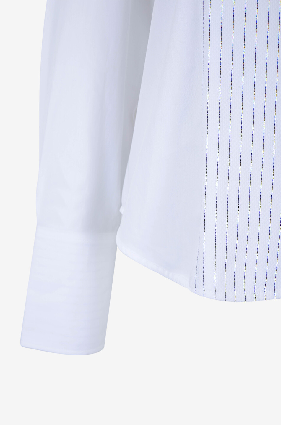 VICTORIA BECKHAM Chemise boxy bi-matière à rayures Cropped Tuxedo Femme BLANC 3
