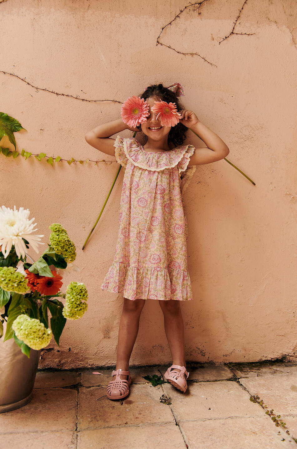 LOUISE MISHA Robe en coton biologique enfant Natiya Fille ROSE 2