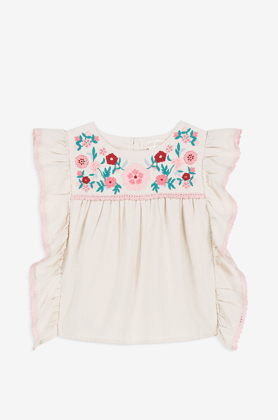 LOUISE MISHA Top sans manches en coton biologique et lin enfant Mala Fille BLANC CASSE 1