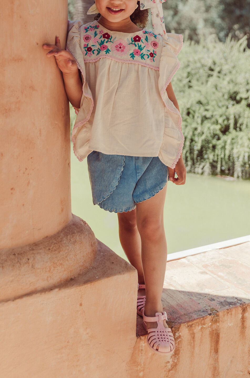 LOUISE MISHA Top sans manches en coton biologique et lin enfant Mala Fille BLANC CASSE 2