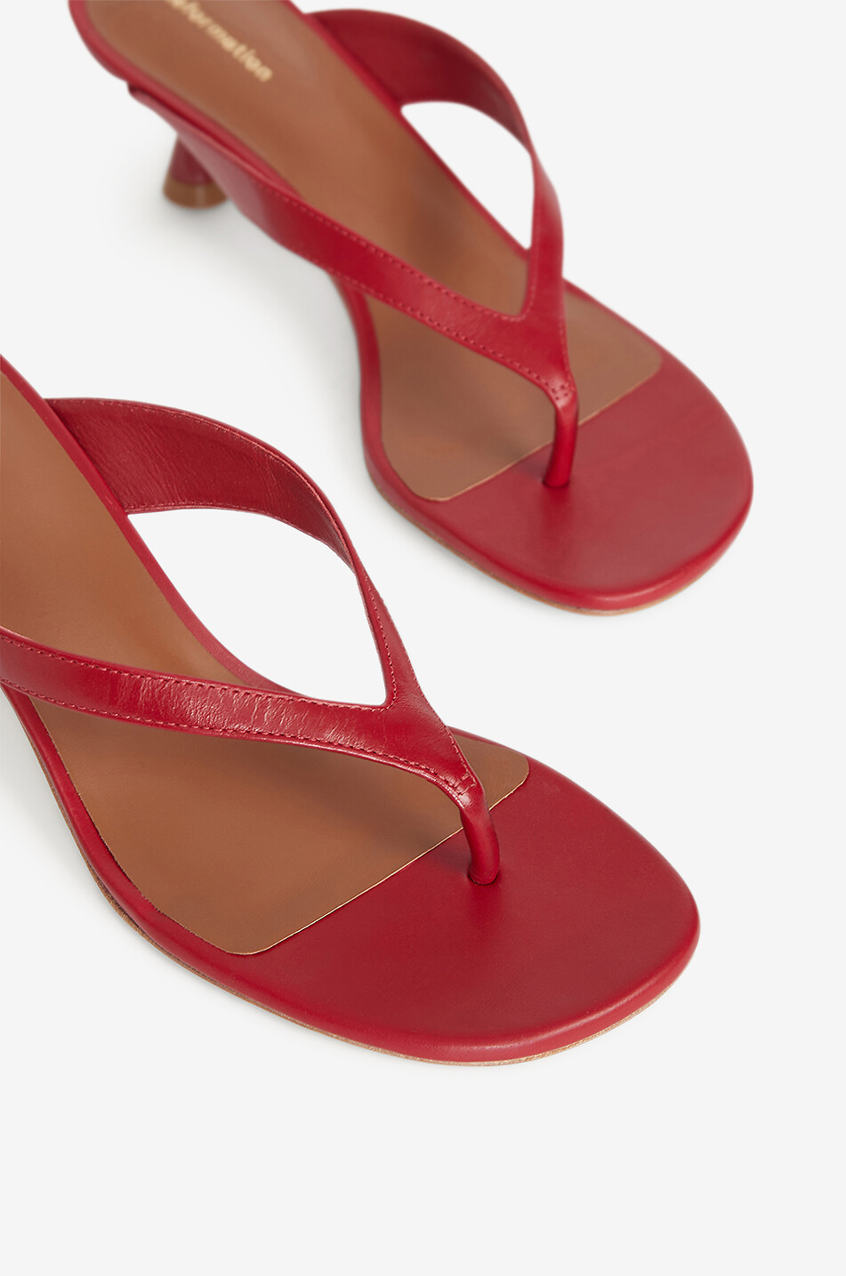 REFORMATION Mules en cuir lisse à bride orteil et talon Sophie 50 Femme ROUGE 2