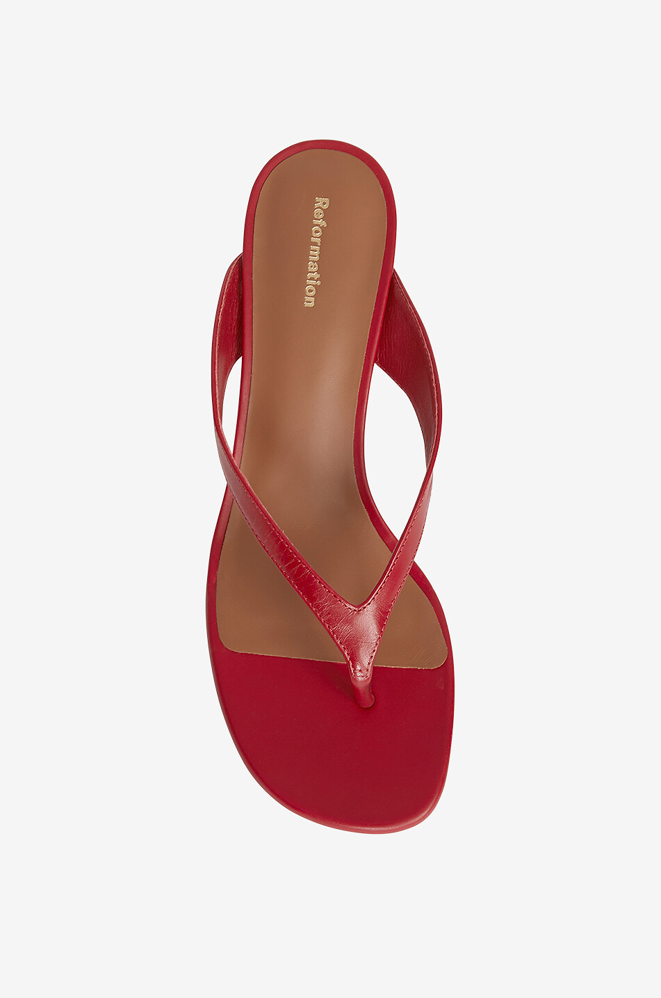 REFORMATION Mules en cuir lisse à bride orteil et talon Sophie 50 Femme ROUGE 6