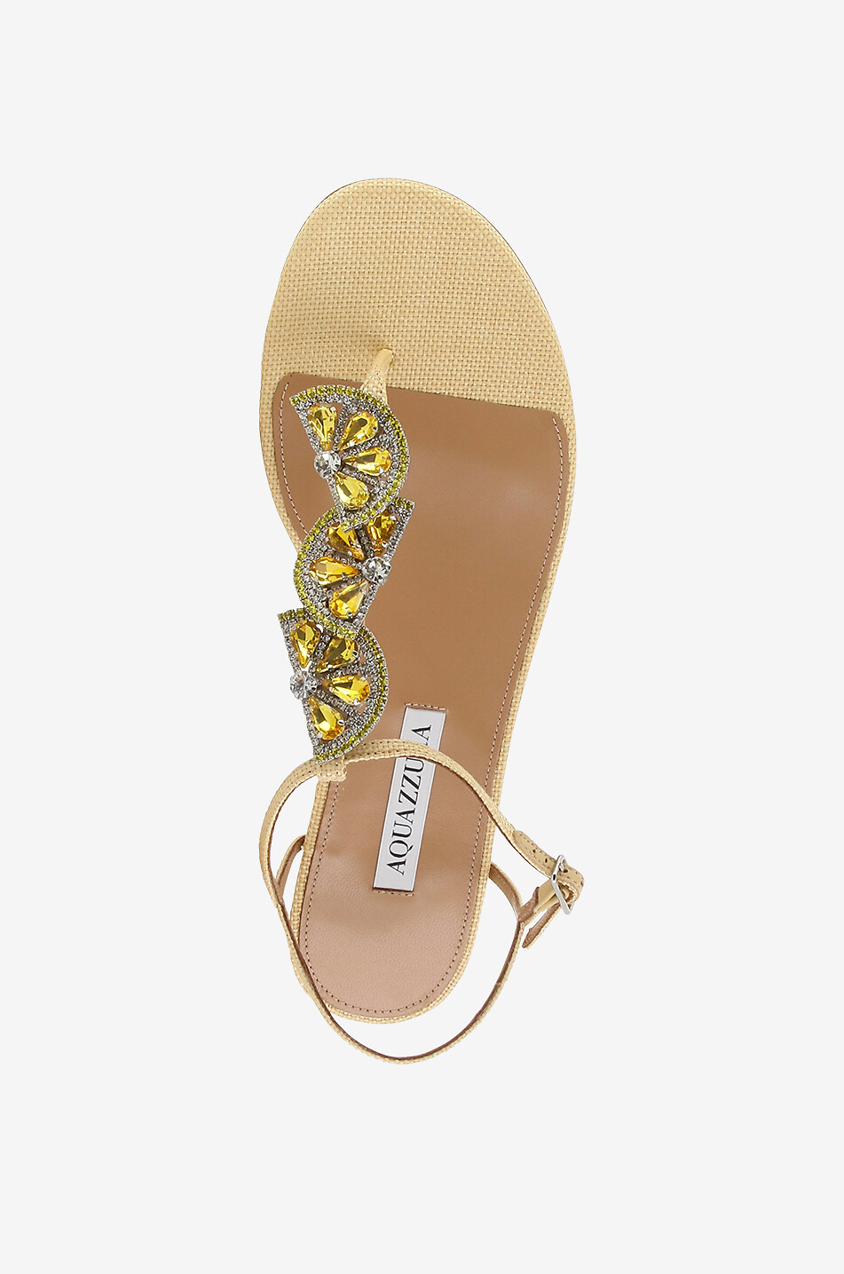 Sandales plates en raphia et cristaux Gin Tonic