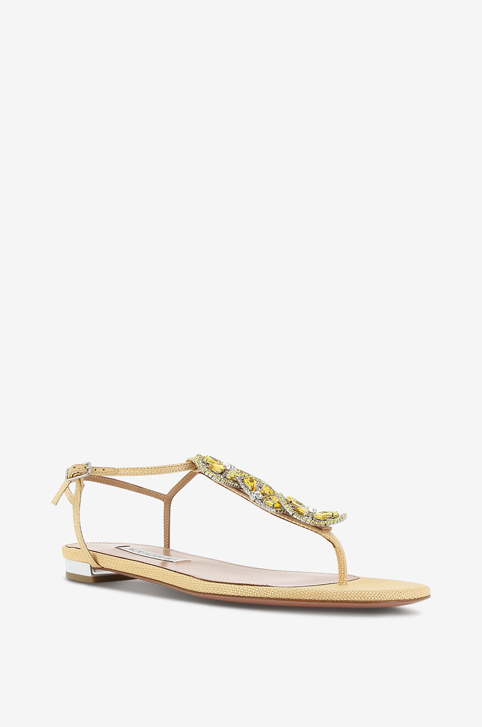 AQUAZZURA Flache Bastsandalen mit Kristallen Gin Tonic Damen BEIGE 1