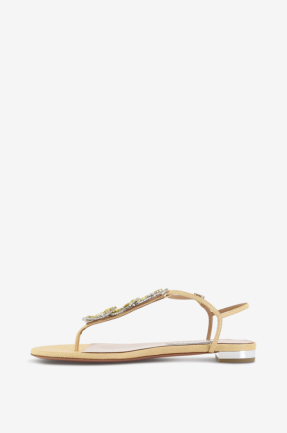 AQUAZZURA Flache Bastsandalen mit Kristallen Gin Tonic Damen BEIGE 3