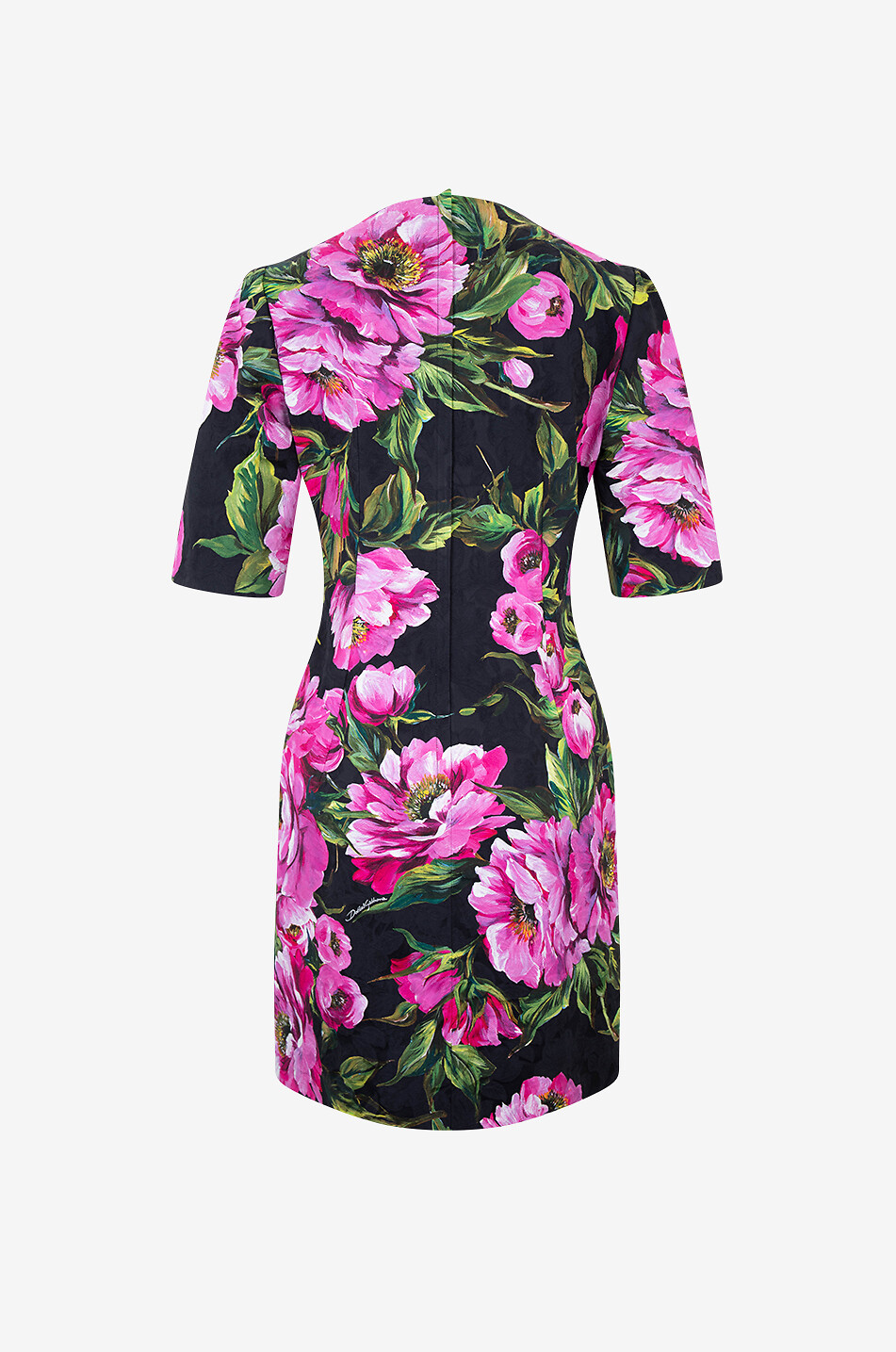 DOLCE & GABBANA Schmales Minikleid aus Baumwolljacquard Pfingstrosen Damen BUNT 2