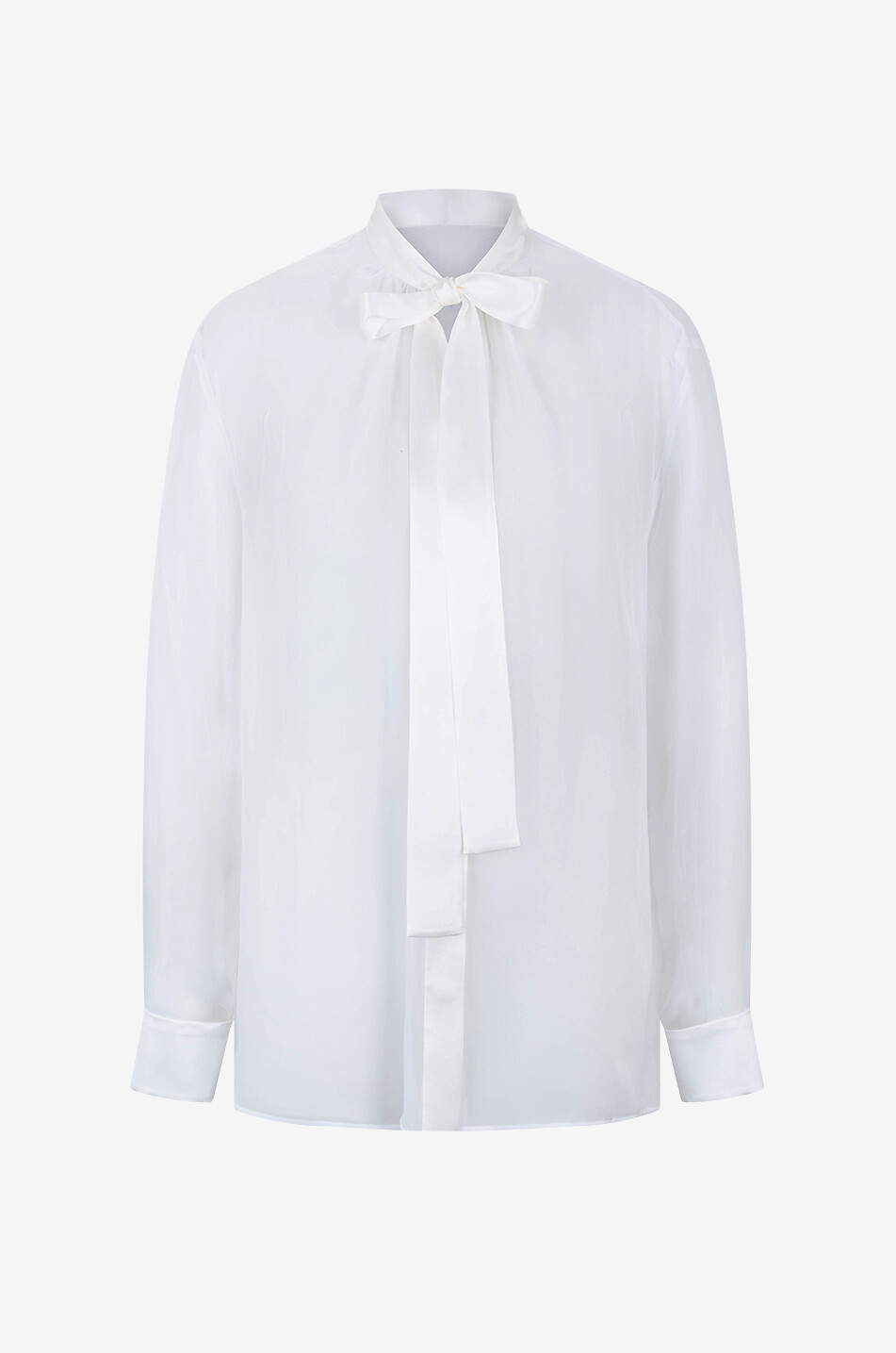 DOLCE & GABBANA Seidenmusselin und -satinhemd mit Schluppe Damen WEISS 1