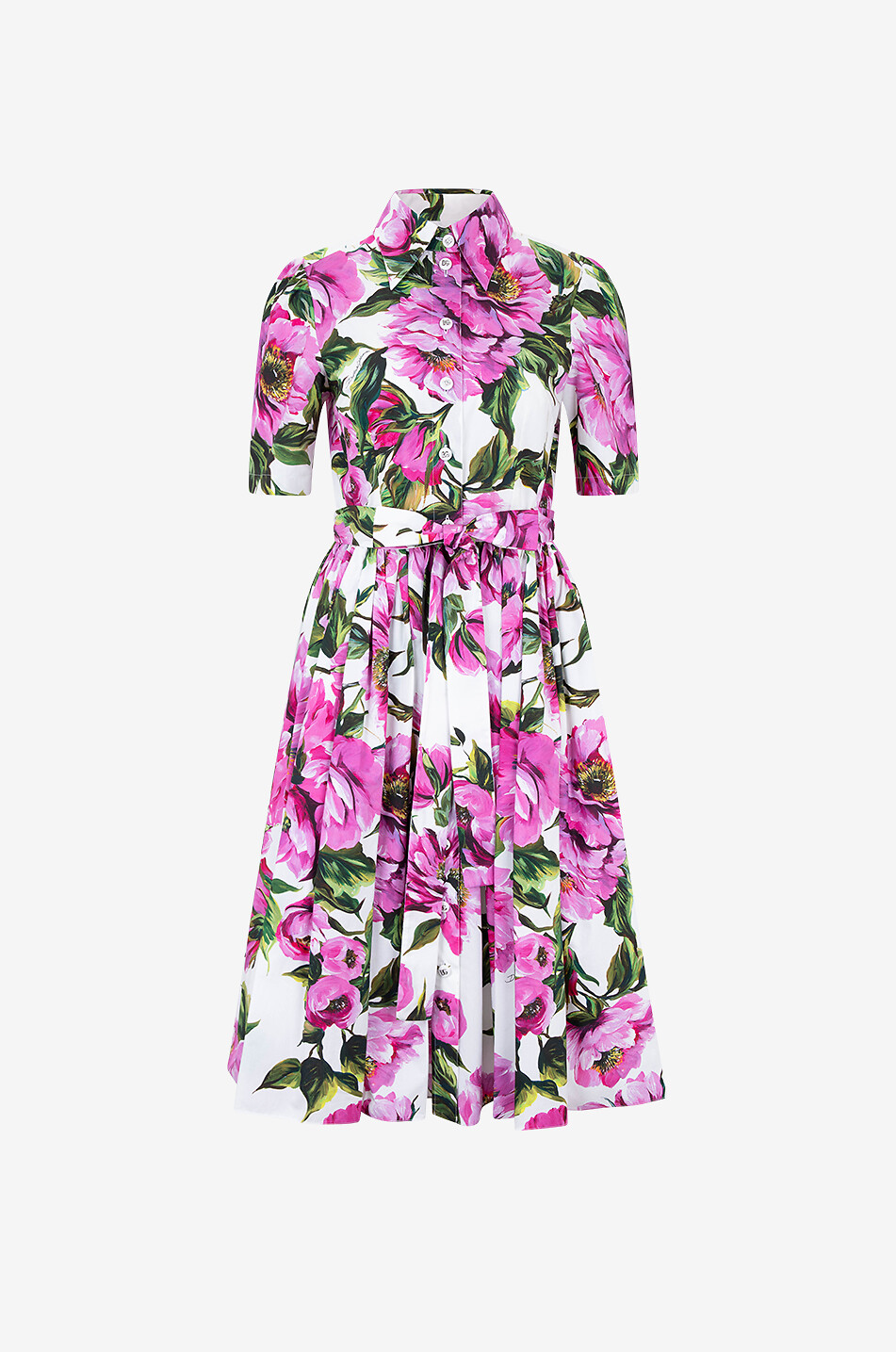DOLCE & GABBANA Popeline-Midihemdkleid Pfingstrosen Damen BUNT 1
