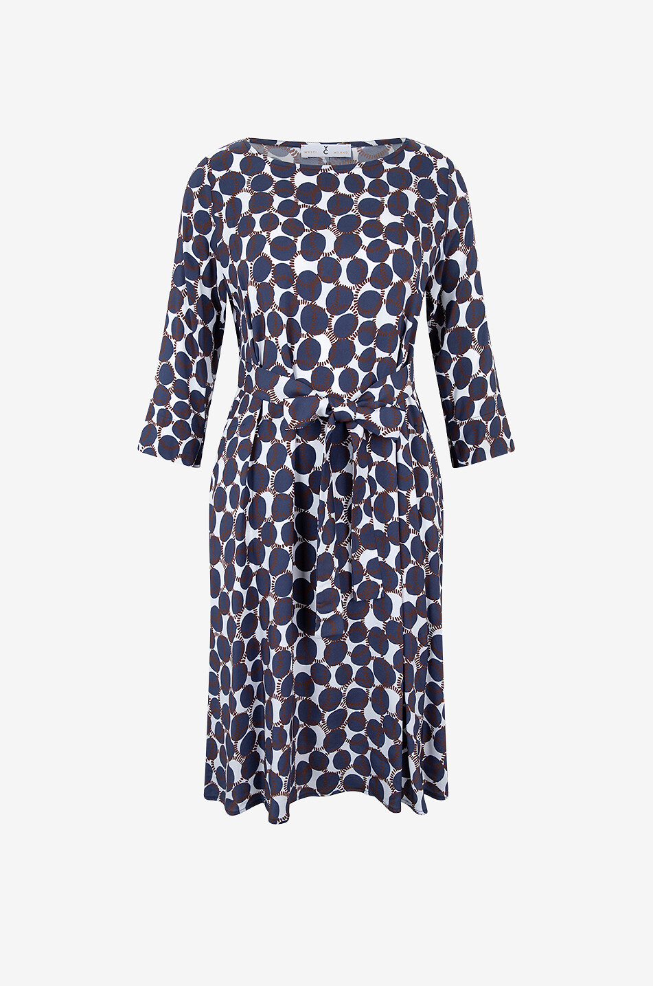 YC MILANO Kurzes Crêpe-Kleid mit Gürtel und Geo-Print Damen DUNKELBLAU 1