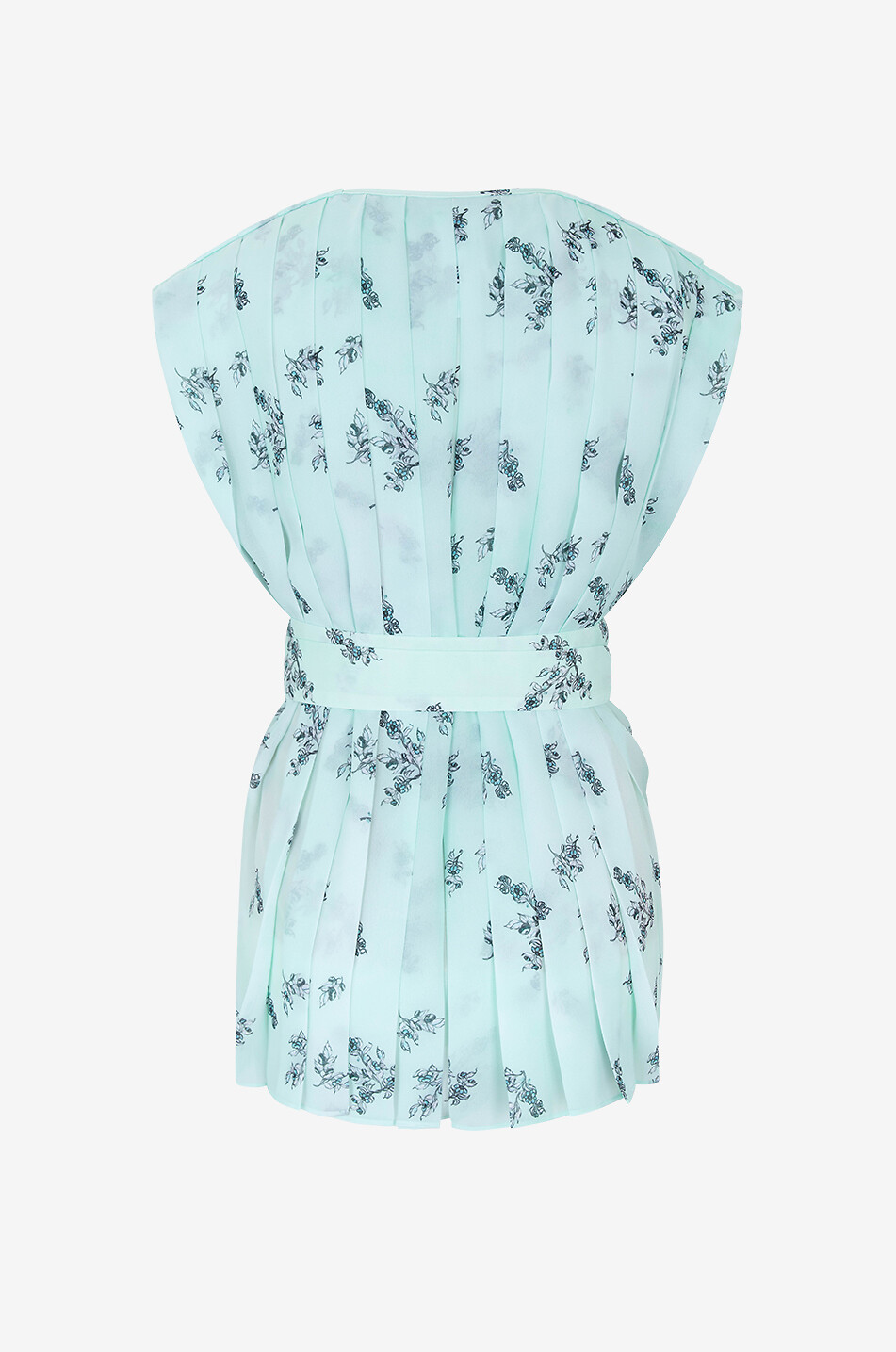 FABIANA FILIPPI Top portefeuille plissé en mousseline fleurie Femme VERT CLAIR 2