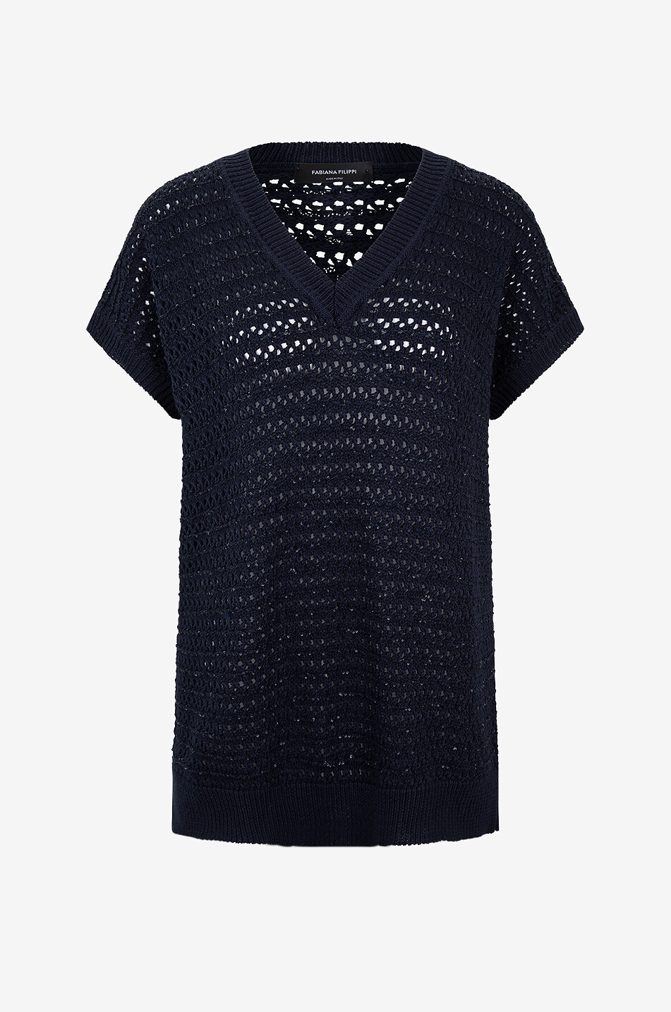 FABIANA FILIPPI Pull oversize ajouré sans manches en coton et sequins Femme BLEU FONCE 1