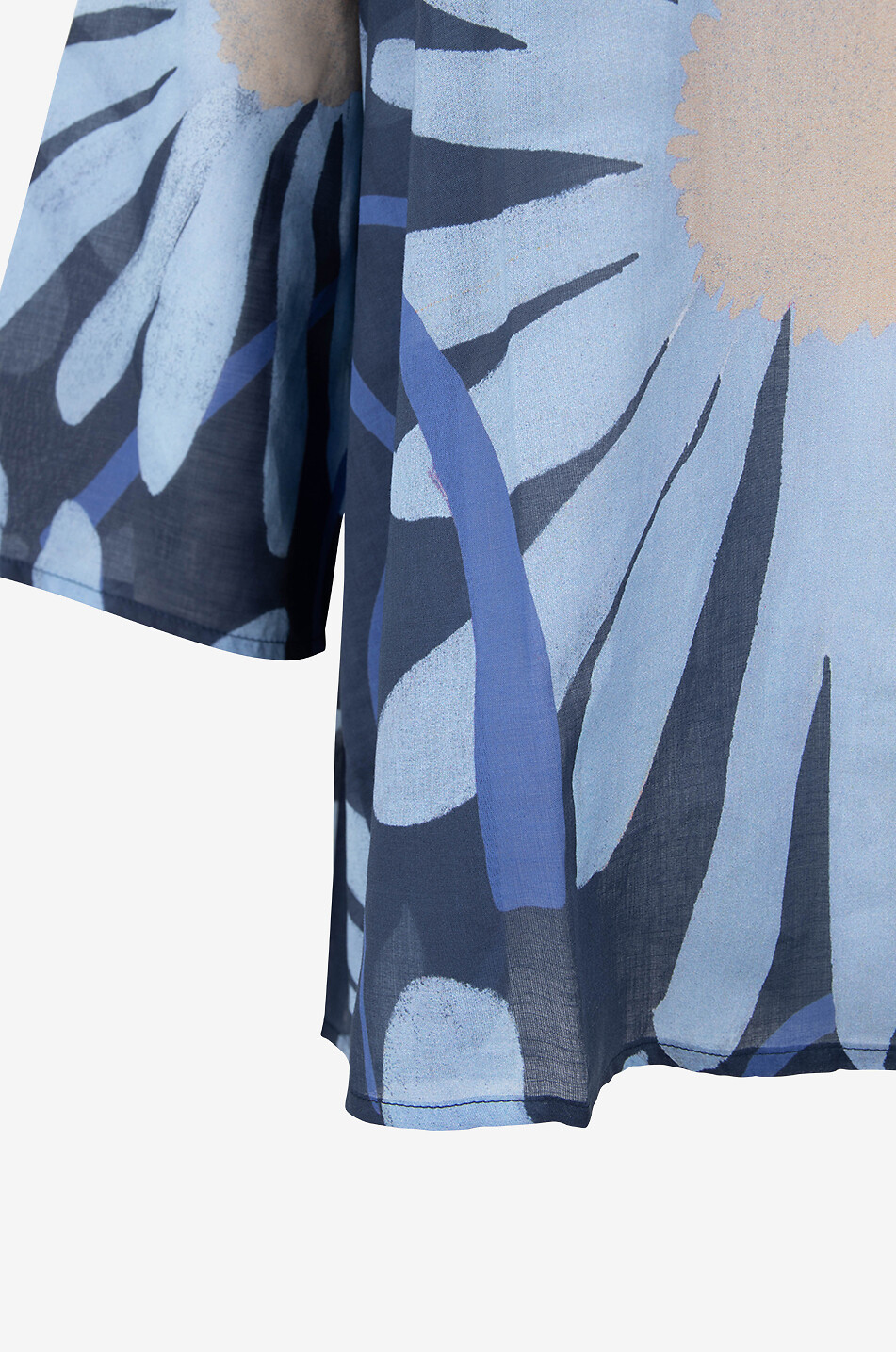 YC MILANO Top en voile de coton fleuri à manches trois-quarts Femme BLEU FONCE 6