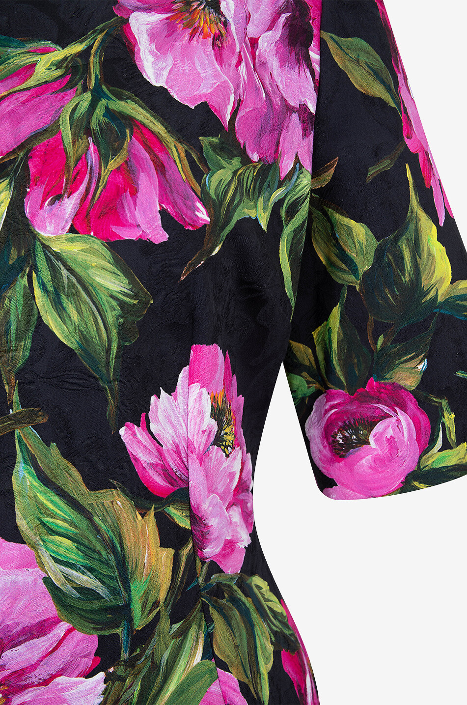 DOLCE & GABBANA Schmales Minikleid aus Baumwolljacquard Pfingstrosen Damen BUNT 3