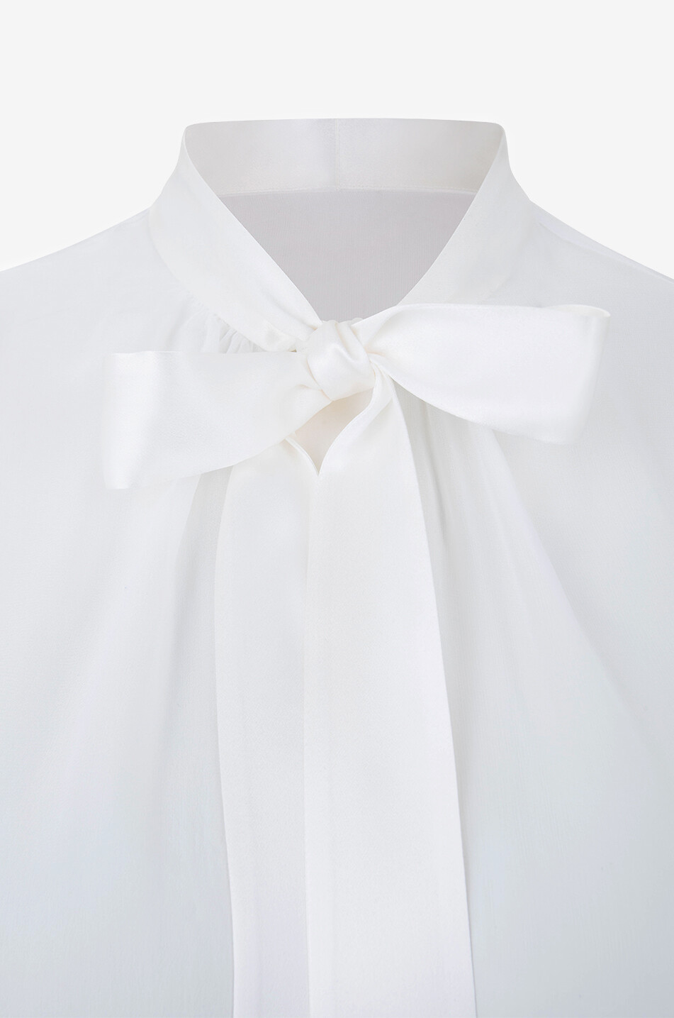 DOLCE & GABBANA Seidenmusselin und -satinhemd mit Schluppe Damen WEISS 3