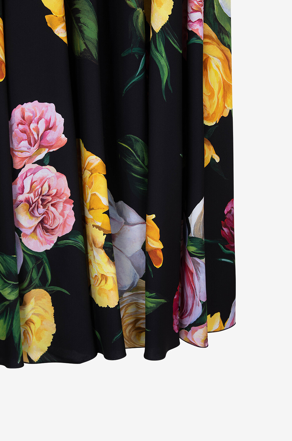 DOLCE & GABBANA Peony & Roses silk charmeuse midi skirt Women BLACK 3