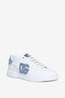 Portofino Light leather and denim low-top lace-up sneakers
