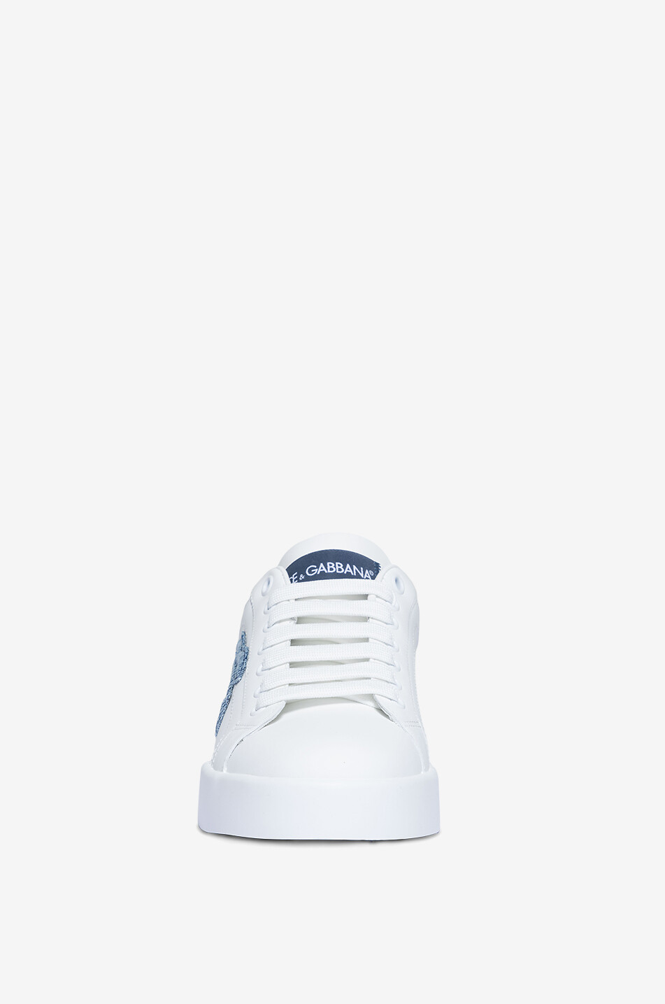 DOLCE & GABBANA Portofino Light leather and denim low-top lace-up sneakers Women WHITE 2