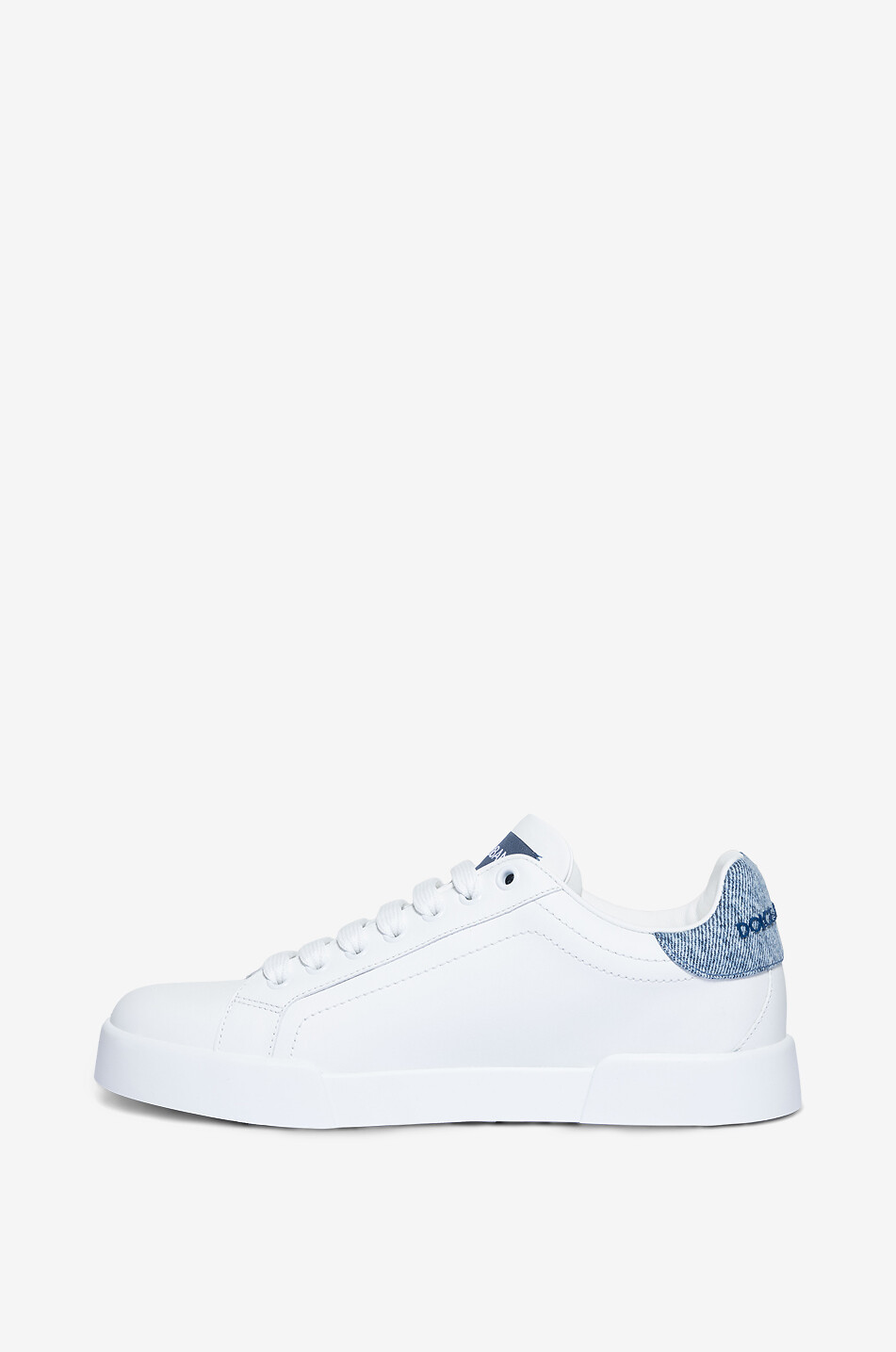 Portofino Light leather and denim low-top lace-up sneakers