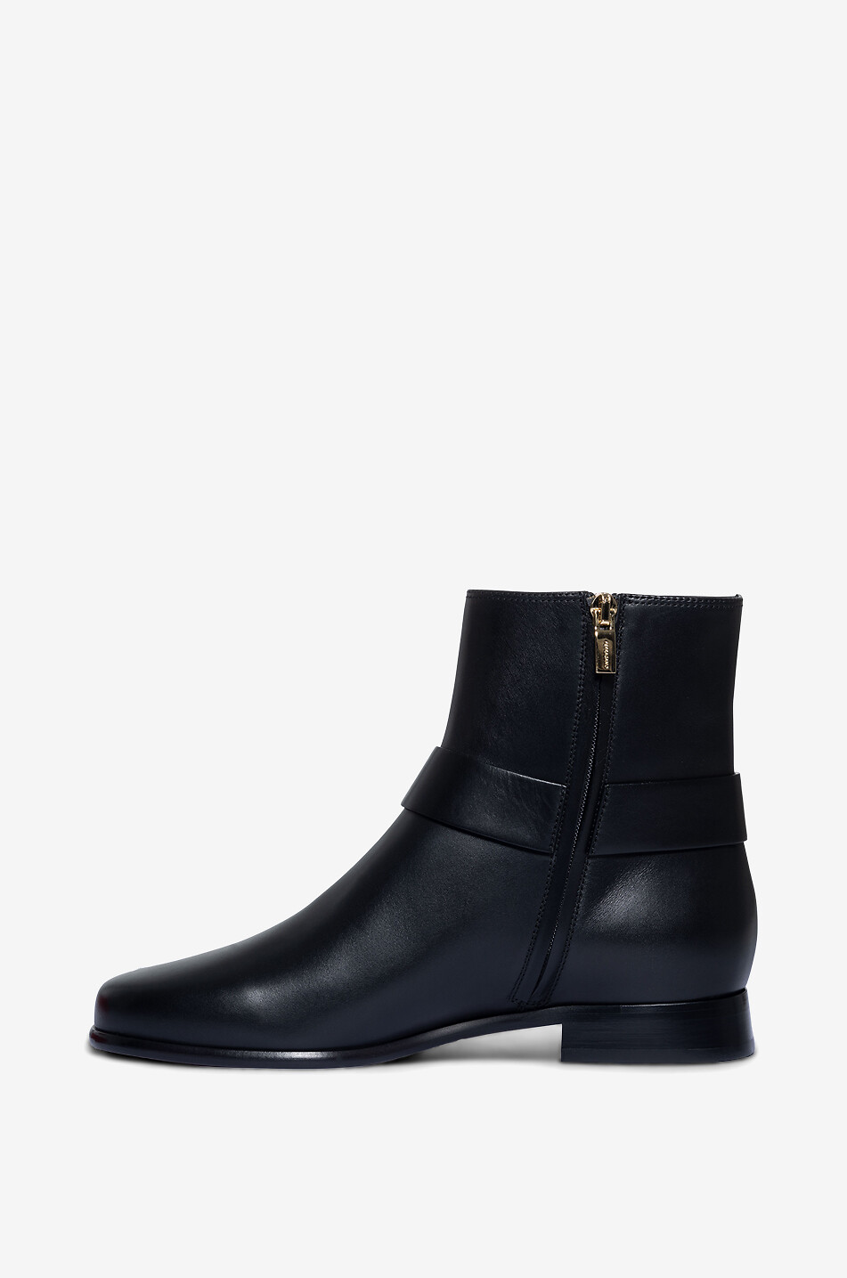 SALVATORE FERRAGAMO Flache Glattlederstiefeletten im Biker-Look Gaincini 20 Damen SCHWARZ 3