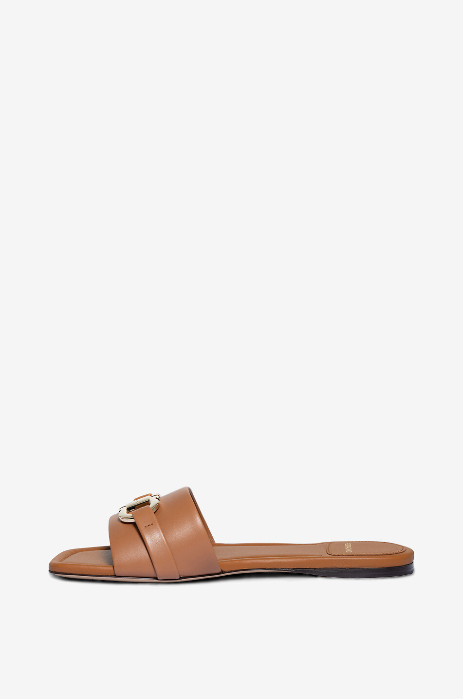 SALVATORE FERRAGAMO Flache Pantoletten aus Leder Gancini Leah 05 Damen BRAUN 3