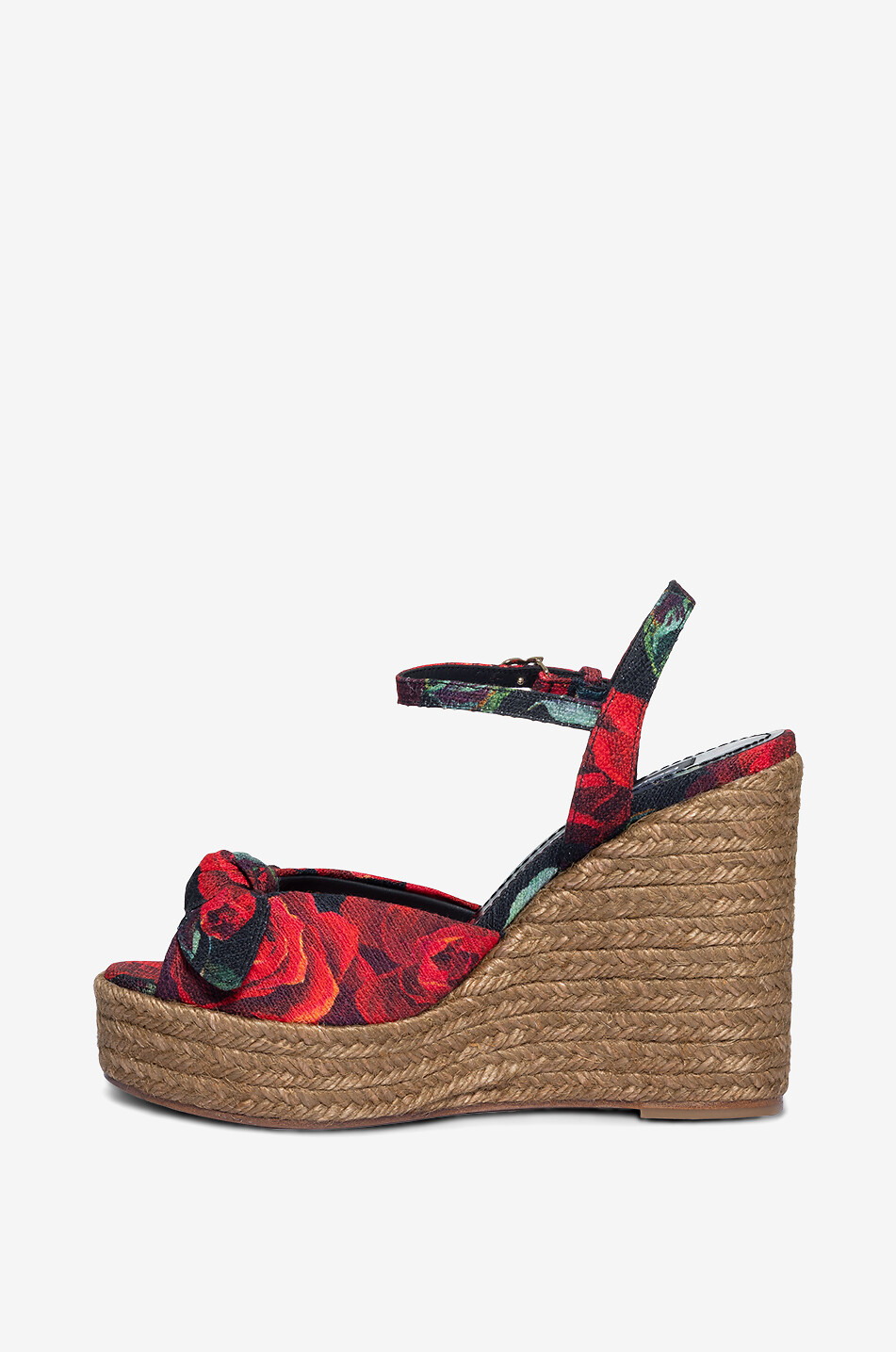 DOLCE & GABBANA Sandales compensées en toile imprimé roses Lolita 80 Femme MULTICOLORE 3