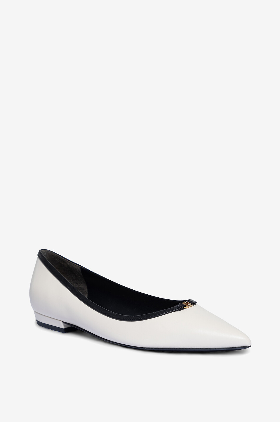 TORY BURCH Spitze Ballerinas aus Kalbsleder Double T Buckle Damen CREMEFARBEN 1
