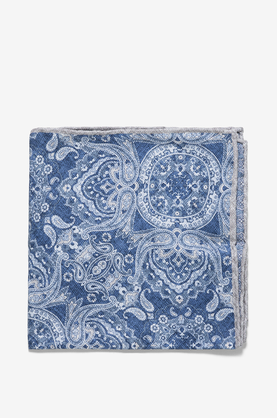 Wendbares Seidenjacquard-Einstecktuch Paisley und Blüten