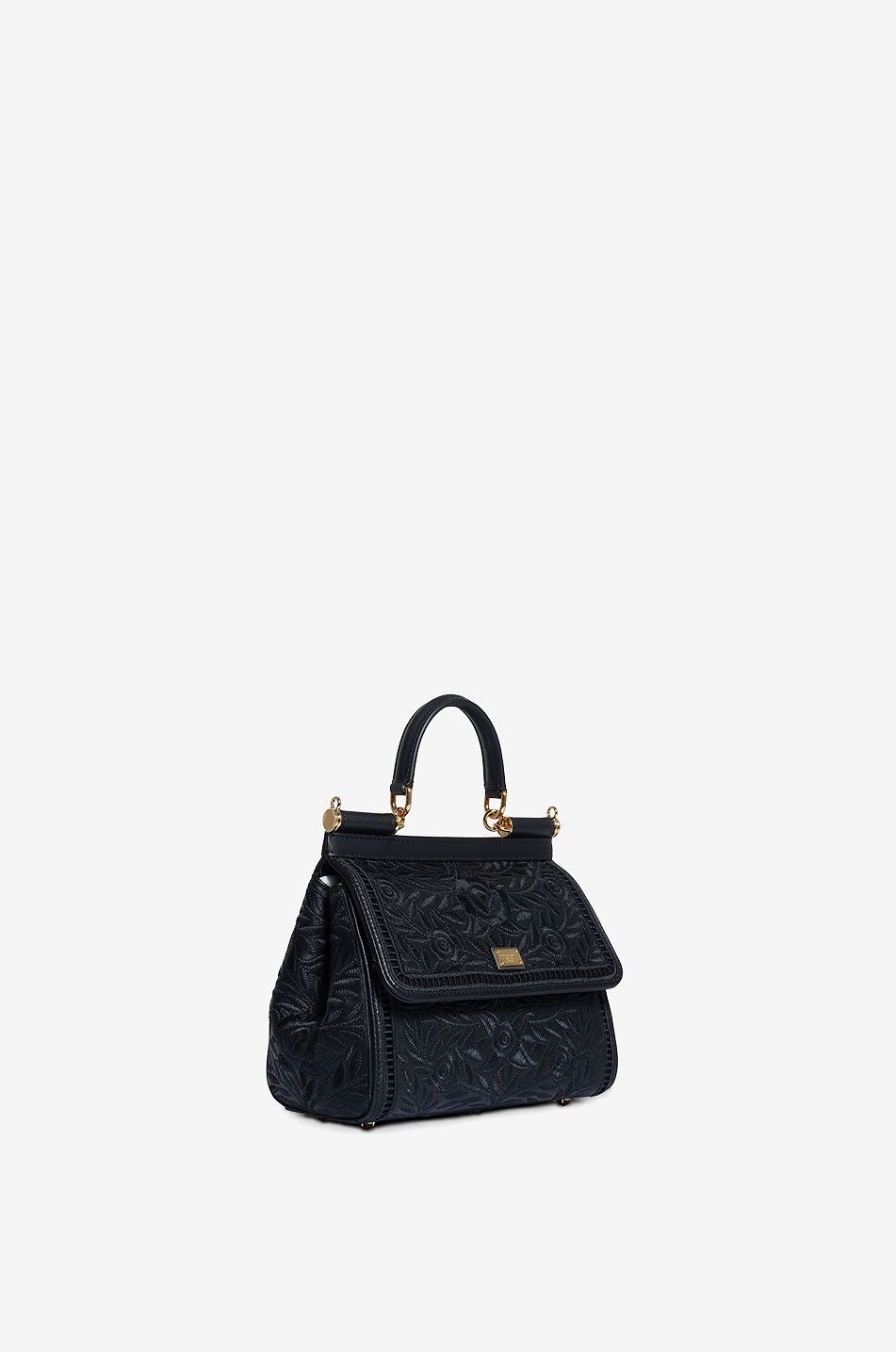 DOLCE & GABBANA Sac à main brodé en cuir nappa Medium Sicily Femme NOIR 2