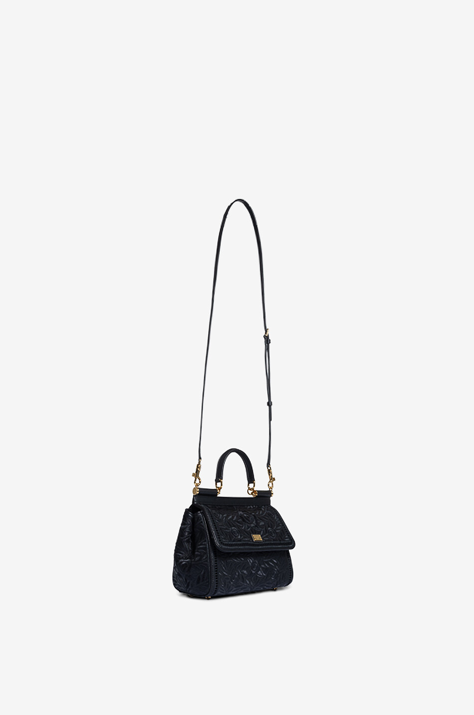 DOLCE & GABBANA Sac à main brodé en cuir nappa Medium Sicily Femme NOIR 5