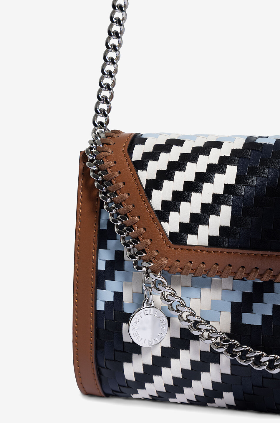 STELLA McCARTNEY Sac porté croisé tressé à carreaux Falabella Wallet Mini Femme BLEU 5