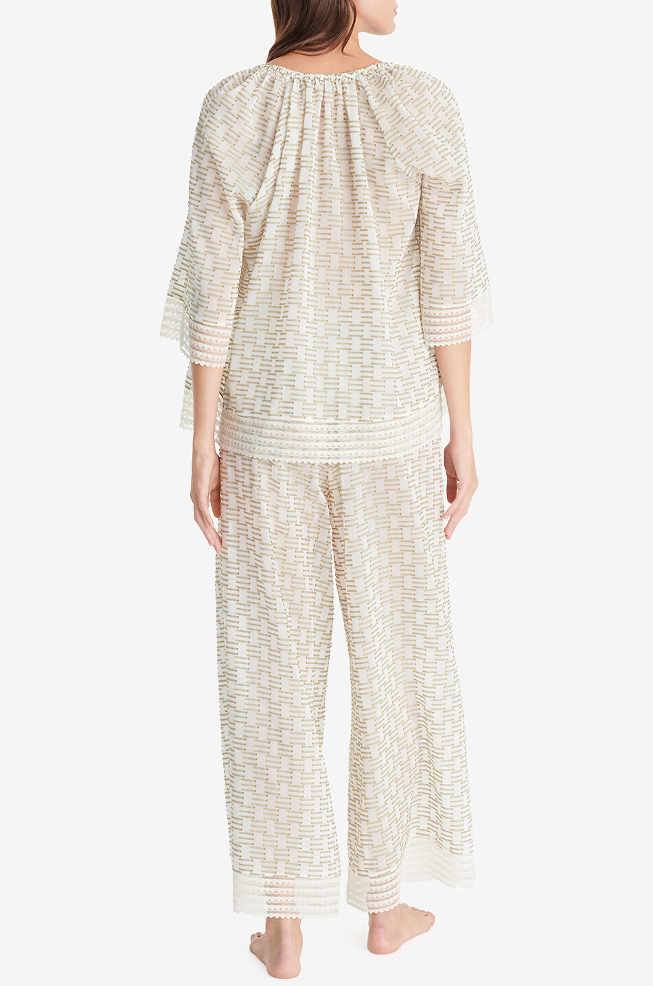 ERES Haut de pyjama en jacquard et dentelle Amourette Femme MULTICOLORE 3